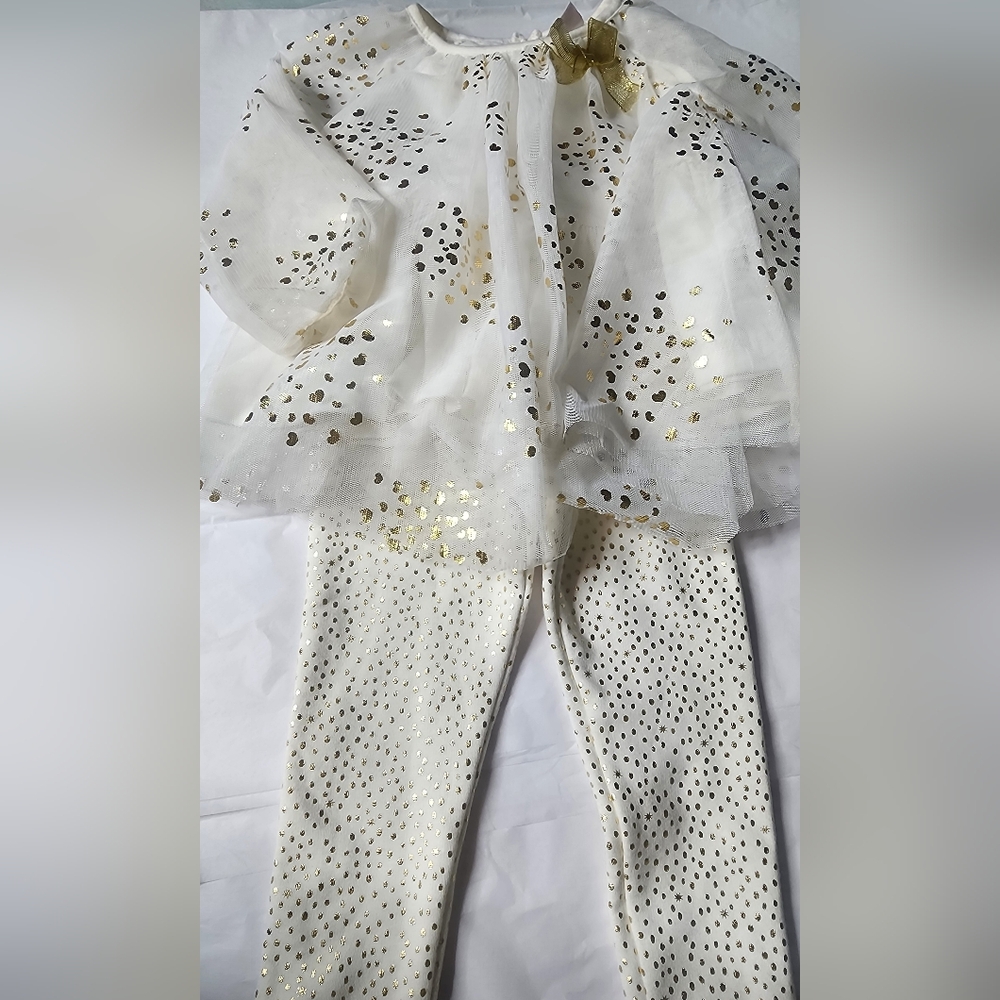 Nannette Kids 24 Mo. Top & 2TCat & Jack Pants White and Gold NWT Set